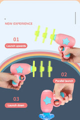 Children Saucer Launcher Pistol Outdoor Spinning Top Dinosaur Gun Toys Flying Disc Bamboo Dragonfly Ejection Luminous Gyroscope