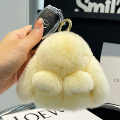 Mini Cute Real Rex Rabbit Fur Bunny Keychain Toy Doll Keyring Tote Bag Charm 10CM Fur Rabbit Keychain Car Pendant