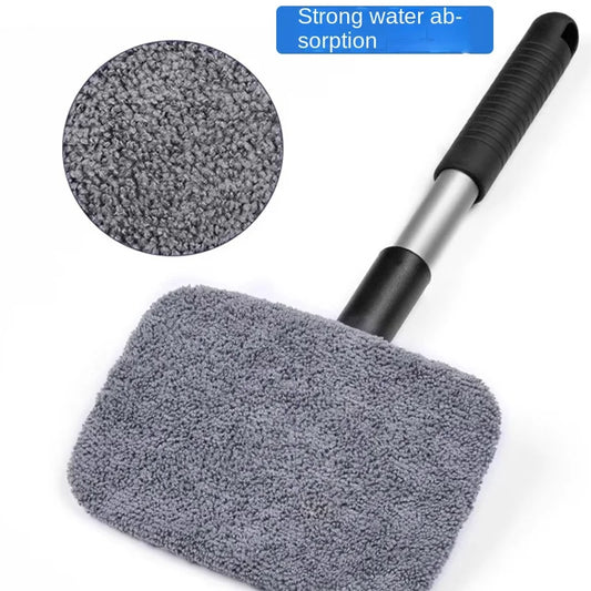 Car Window Cleaner Brush Kit Microfiber Windshield Cleaning Tool Auto Interior Glass Wash Wiper Long Handle Reusable Cloth Pad