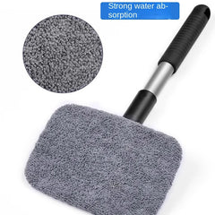 Car Window Cleaner Brush Kit Microfiber Windshield Cleaning Tool Auto Interior Glass Wash Wiper Long Handle Reusable Cloth Pad