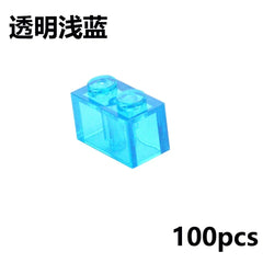 100Pcs MOC Transparent 1x2 Dots Colorful Thick Building Blocks Accessories Parts Classic Clear Bricks Toys Compatible With 3004