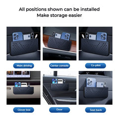 Car Leather Storage Bag Multifunctional Storage Box Car Side Pocket Organizer Leather Adhesive Auto Pocket Pouch