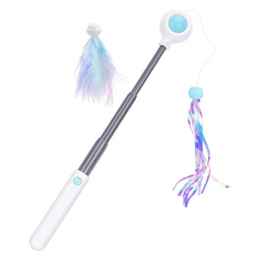 A08I Kittens Interactive Toy Teaser Retractable Cats Toys With Scalable Poles, Feather And Tassels