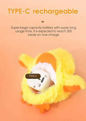 Interactive Cat Toy USB Rechargeable Chirping Flapping Sparrow Duck Bird-Shaped Touch Squeak Plush Toy with Catnip Pet Supply